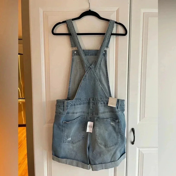 Wax Jeans Shortall Junior size 1XL Overalls Shorts Distressed Y2K - Picture 4 of 8